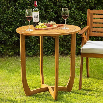 IDZO Outdoor Bistro Dining Table Heavy Duty 270lbs Capacity, FSC Acacia Wood, Elegant & Minimalist Design for Garden, Backyard, Porch, Patio