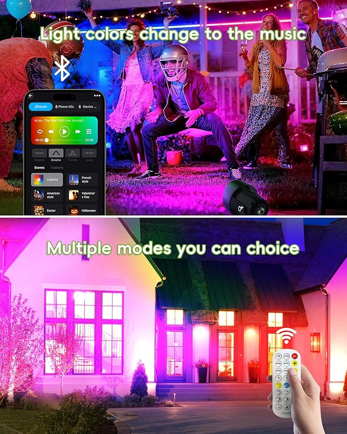 CORESLUX Christmas Smart Spot Lights Outdoor, Color Changing Warm White Landscape Lights with APP and Remote Control, Spotlight Waterproof for Garden Yard Patio Landscape, 6 Pack