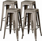 Yaheetech 30 Inch Metal Bar Stools Set of 4, Bar Height Backless Bartools, Industrial Stackable Bar Chairs with Footrest for Kitchen/Dining Room/Bistro/Patio, Gun Metal