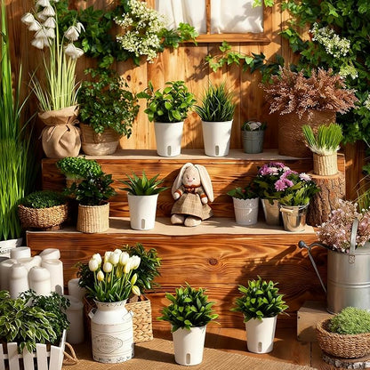 20 Pcs 3 Inch Self Watering Pots for Indoor Plants, White Plastic Self Watering Planters with Wicking Rope Visual Water Level & Vent Holes for Succulents, Flowers Indoor Outdoor