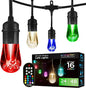 Enbrighten Vintage Outdoor String Lights, 48ft, 24 RGB Acrylic Bulbs, Weatherproof, RF Remote Control, Perfect for Holidays, Gameday, Parties, and More, 37790