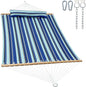 2 Person 12FT Hammocks for Outside, Double Quilted Fabric Outdoor Hammock with Spreader Bar, Large Removable Pillow, Storage Pockets, Carabiners, Max 475 lbs Capacity (Catalina Beach)