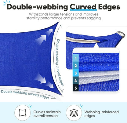 Quictent 20X20FT 185G HDPE Square Sun Shade Sail Canopy 98% UV Block Outdoor Patio Garden with Hardware Kit Blue