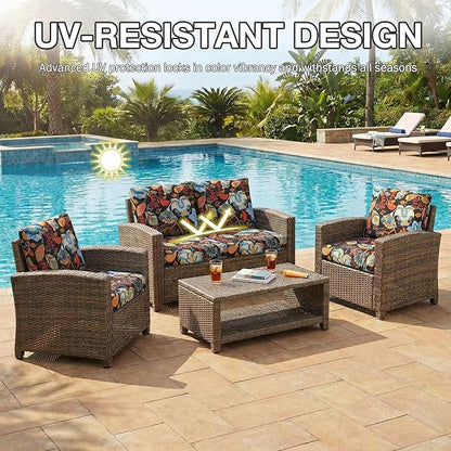Cushion Covers for Patio Furniture, 14-Piece Stretch Floral Set