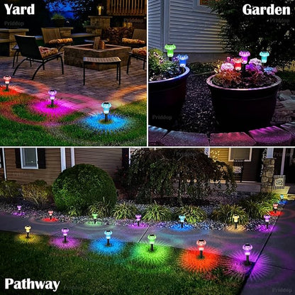 Solar Lights Outdoor Pathway Waterproof 12 Pack Color Changing LED Acrylic Mushroom Decorative Garden Lights for Yard Landscape Patio Outside Decorations