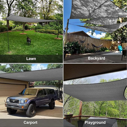 SUNLAX Large Sun Shade Sail 16' x 20' Dark Grey Rectangle Canopy Sail Shade Cover UV Block Permeable Sunshade Outdoor for Patio Backyard (We Make Custom Size)