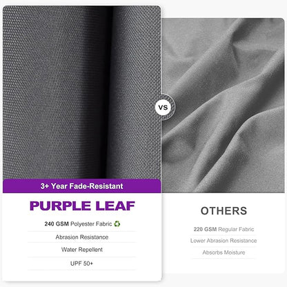 PURPLE LEAF 10 Feet Patio Umbrella with Base Outdoor Cantilever Solar Powered LED Swivel Square Umbrella Aluminum Offset Umbrella with 360-degree Rotation for Garden Deck Pool Patio Light Grey