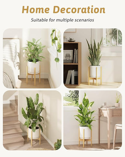 Adjustable Plant Stand Indoor, Bamboo Plant Stand Fits 8 9 10 11 12 Inches, Small Corner Planter Holder for Indoor Plants, Single Floor Plant Stands for Living Room Balcony, Natural