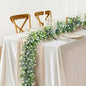 Artificial Plants Greenery Garland, 4 Pack Green Eucalyptus with White Flowers