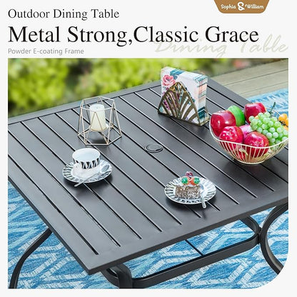Sophia and William Swivel Patio Dining Set for 4, Outdoor Table and Chairs, Removable Seat Cushions, Black 37" Patio Dining Table
