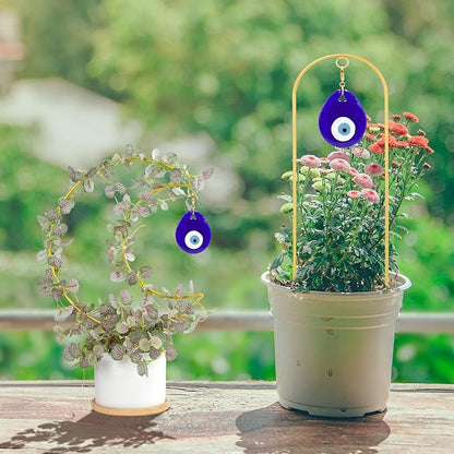 2 Pack Small Trellis for Potted Plants, Gold Metal Plant Support Stake for Indoor Climbing Plants,Boho Plant Decor Accessories Star and Full Moon Shapes - Gold Color Size: 17" x 7"