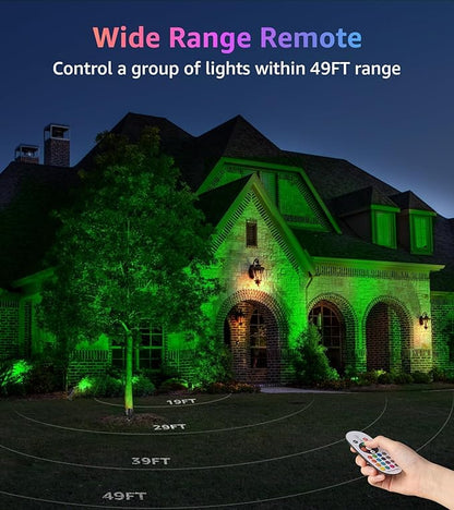 SUNVIE RGBW Outdoor Spotlight 12W LED Landscape Spotlights 120V Color Changing Spotlight Outdoor with Remote Control Waterproof LED Spot Lights Landscape Lights for Yard Patio Garden Lawn, 1 Pack