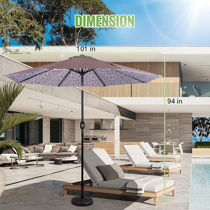 Backyard Expressions 9 ft. Patio Umbrella, Market Table Umbrella w/Tilt and Crank, 8 Ribs