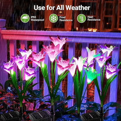 KOOPER Outdoor Solar Lights, 10 Pack Solar Garden Light with Bigger Lily Flowers, Waterproof 7 Color Changing Solar Lights Outdoor - Bigger Panel for Patio Yard Garden Decoration, Gift for Mom
