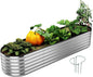 Galvanized Metal Planter Round Raised Garden Bed Kit for Gardening Outdoor Galvanized Planter Outdoor 1PC METAL8X2X1FT