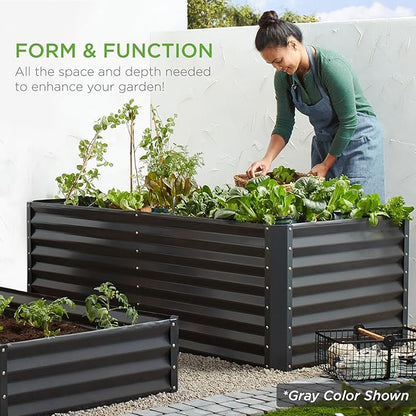 Best Choice Products 6x3x2ft Outdoor Metal Raised Garden Bed, Deep Root Box Planter for Vegetables, Flowers, Herbs, 269 Gallon Capacity, 100% Non Toxic Materials - Dark Brown Wood Grain