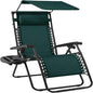 Best Choice Products 30” Wide Folding Zero Gravity Outdoor Recliner Patio Lounge Chair w/Adjustable Canopy Shade, Headrest, Side Accessory Tray - Forest Green