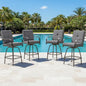 Patio Swivel Bar Stools Set of 4, Outdoor Bar Height Swivel Chairs with Cushions for Garden Balcony Backyard, Grey