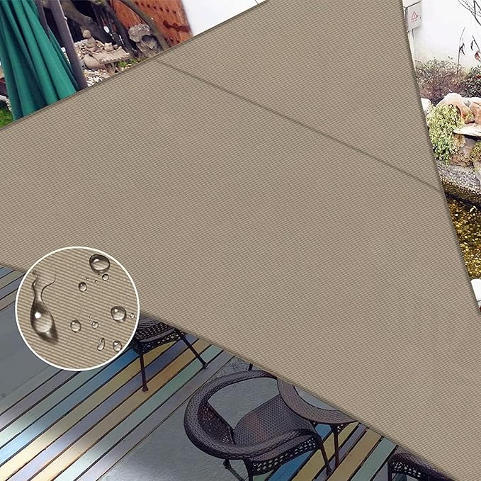 LOVE STORY Right Triangle 14'x14'x19.8' Waterproof Sun Shade Sail Canopy UV Block for Outdoor Patio Backyard Carport,Taupe(We Make Custom Size)
