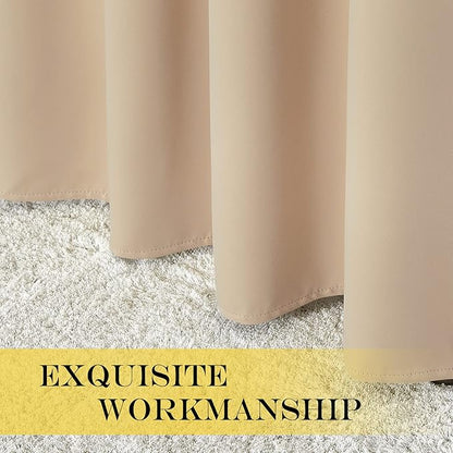 NICETOWN Bedroom Curtain Room Darkening Drapery - Biscotti Beige Room Darkening Curtain Panel for Bedroom, Grommet, 1 Panel, 52 x 45, Thermal Insulated, Privacy Assured