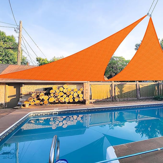E&K Sunrise 16' x 16' x 16' Sun Shade Sail Triangle Canopy Shade Cover UV Block for Patio Backyard Garden Outdoor (Orange)