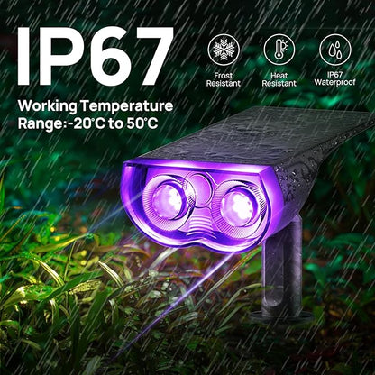 Consciot Solar Spot Lights Outdoor, Halloween Decorations 22 LEDs IP67 Waterproof Color Changing Solar Outdoor Lights, 8 Colors, 2-in-1 Adjustable Wall Lights for Garden Yard Pathway, 4 Pack (RGB)