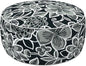 LVTXIII Indoor/Outdoor Inflatable Ottoman with Handle D21 x H9 Inch, Weather-Resistant Round Footstool Pouf for Patio Camping Living Room, Portable Footrest Extra Seating, Flower Black