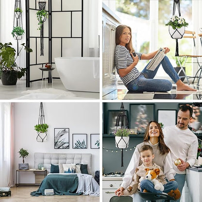 Macrame Plant Hangers, 5Pack Hanging Planters for Indoor Plants w/ 5 Set Hooks Handmade Cotton Rope Hanging Plant Holders Plant Hanger Indoor for Boho Home Decor (Planter Pot Not Included)