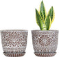 Gepege 6 Inch Ceramic Planter, Plant Pot with Drainage Holes and Saucers for Indoor Plants, Small Flower Pot, Birthday for Women Mom