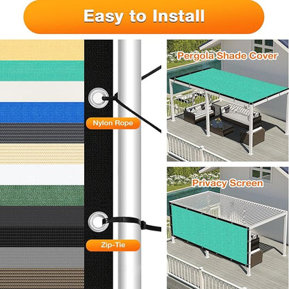 Artpuch Outdoor Pergola Shade Cover 6' X 20' Sun Shade Cloth with Grommets, 90% UV Protection Canopy Patio Privacy Screen (Customized Available) GN107, Turquoise