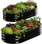 Raised Garden Bed Outdoor 2 Sets Oval Large Coating Metal Planter Box with No Heavy Metal for Vegetables, Flowers, Herbs