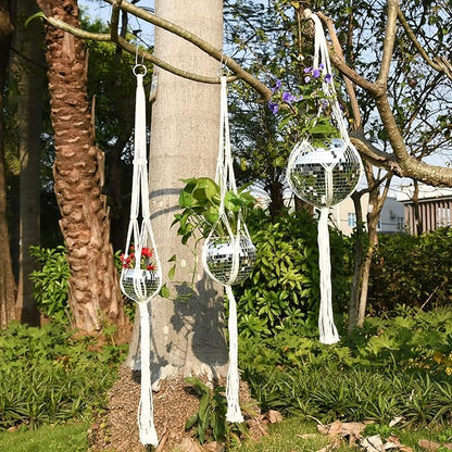 6" Disco Ball Planter, Disco Ball Plant Hanger with Hanging Rope, Hanging Chain, Hook, Circle and Extra Mirror Pieces