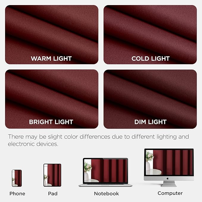 Joydeco Blackout Patio Sliding Door Curtains 90 Inches Long, Grommet Privacy Room Divider Curtains, Extra Wide Thermal Blackout Drapes for Bedroom Living Room (Burgundy Red, 100Wx90L, 1 Panel)