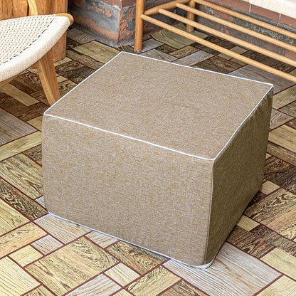 Outdoor Ottoman 20x20x14 Inches Outdoor Square Ottomans for Patio Modern Lightweight Foam Stuffed Pouf Outdoor Footstool Footrest (Coffee)