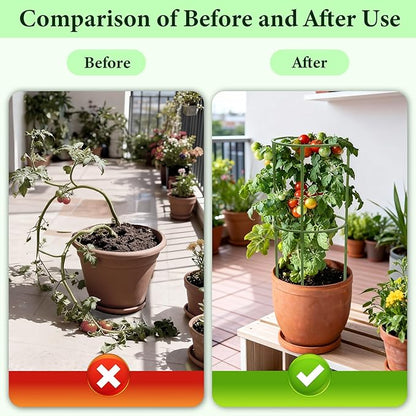 17.7" H Plant Support Stake Cage, Round Plant Support Garden Flower Stakes with Plastic Protective Film, Plant Cages for Indoor Outdoor Small Plants,Tomato, Peony, Hydrangea