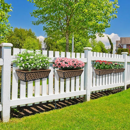 hehimhis 24 Inch 2 Pack Railing Planter Box with Adjustable Bracket,Window Planter Boxes Outdoor for Porch,Balcony Planters Railing Hanging,Fence,Patio Hanging Planters for Garden