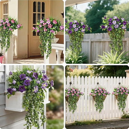Waipfaru 4Pcs Fake Hanging Plants 2.7ft Fake Plants Eucalyptus Leaves UV Resistant Fake Vines Ivy Artificial Plants Outdoor Faux Plants Indoor Bedroom Living Room Boho Wall Porch Shelf Decor