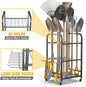 Storage Rack: Black Alloy Steel Yard Tool Organizer with Lockable Wheels