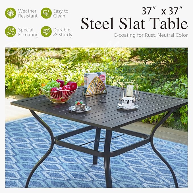 Sophia and William Outdoor Patio Dining Set for 4, Outdoor Table and Chairs, Removable Seat Cushions, Black 37" Patio Dining Table,Red