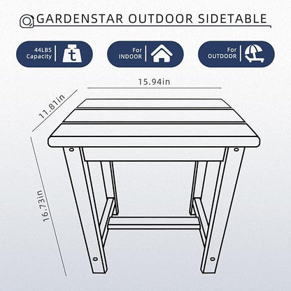 Adirondack Square Side Table,one-Tier Outdoor end Table, Patio Side Table for Pool,Porch,Backyard,Relaxing Companion (Blue)