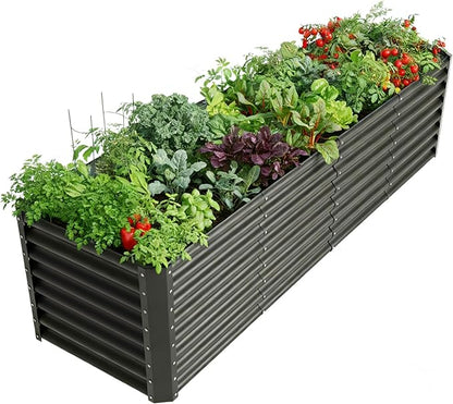 8x2x2ft Raised Garden Bed Kit, Galvanized Planter Garden Boxes Outdoor, Metal Raised Garden Beds for Vegetables,Fruits, Flower,Black