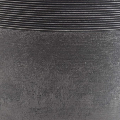 PSW Pot Collection 12-inch Plastic/Stone/Wood Composite Large Ribbed Planter – No Drainage Hole (Drillable), Indoor/Outer Garden Pot for Foliage, Trees, Flowers, Ferns, Cement Gray