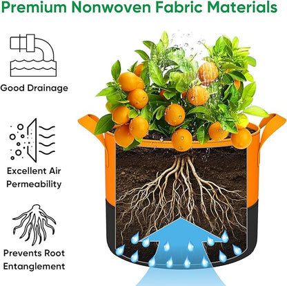 7-Gallon Grow Bags for Potato Planting: 6 Pack Heavy Duty 350G Thickened Tomato Planter Bags with Handles - Fabric Pots Felt Garden Bags for Growing Vegetable Fruit Flower Herb with 10 Plant Labels