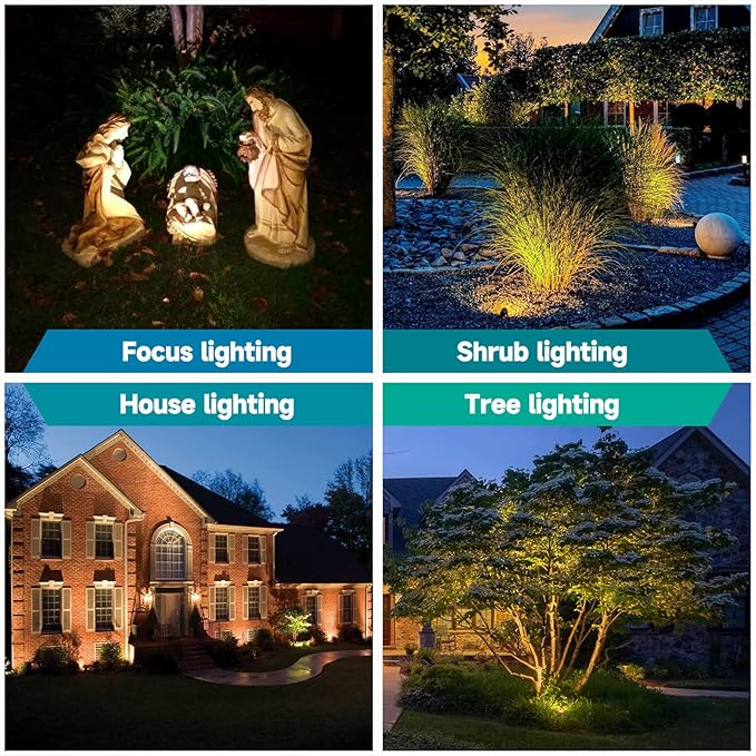 Gardencoin Solid Brass Outdoor Landscape Spotlights, 12V Heavy Duty Low Voltage Landscape Lighting, LED Spot Light Fixture Waterproof, Bronze Uplight Without MR16 Bulb (Classic, 12pack)