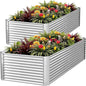 FRIZIONE 2pcs Tall 8x3ft Galvanized Raised Garden Bed Outdoor,Above Ground Garden Bed for Vegetable,Metal Raised Beds for Flower,Steel Raised Beds for Gardening