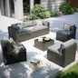 Aoxun Patio Furniture Set, 7 Piece Outdoor Sectional Sofas with Waterproof Cover, Wicker Rattan Outdoor Furniture Patio Conversation Set for Backyard, Garden Light Grey