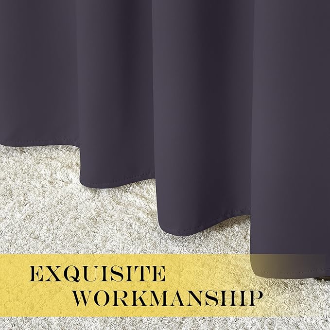 NICETOWN Sliding Door Window Treatment Blackout Patio Door Curtain Panels, Privacy Thermal Drapes for Bedroom Living Room Department with Grommet Top (Greyish Purple, W66 x L110)