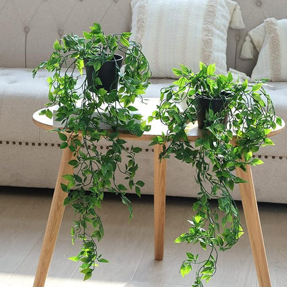 Whonline 3 Pack Artificial Hanging Plants Fake Plants with Pots for House Bedroom Wall Garden Decor