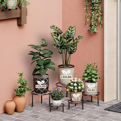 5 Pack Metal Plant Stand for Heavy Potted Plant for Home Indoor and Outdoor, Multiple Heavy Duty Flower Pot Stand,Multiple Plant Display Rack