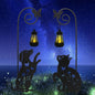 Solar Dog and Cat Lantern Garden Stakes - Outdoor Decorative Solar Lights for Yard, Patio, Pathway - Weatherproof Metal Pet Stake with Auto Night Lighting